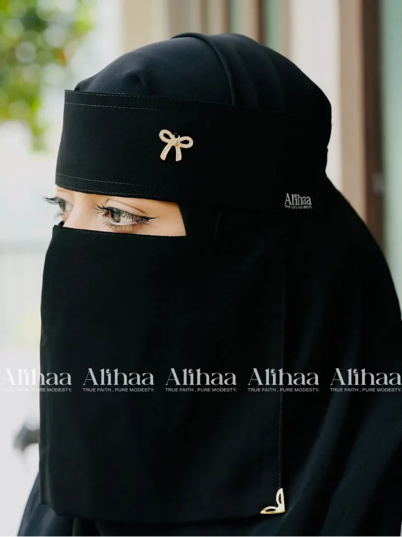 bow pendant niqab black