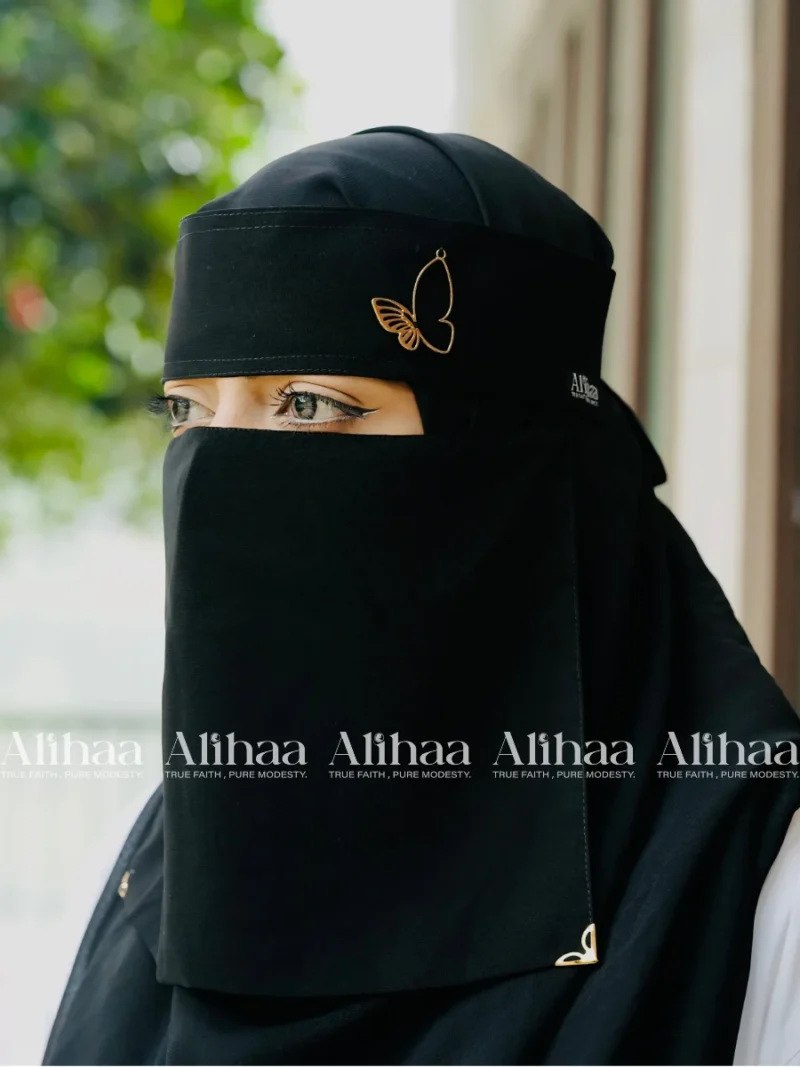 butterfly pendant niqab black