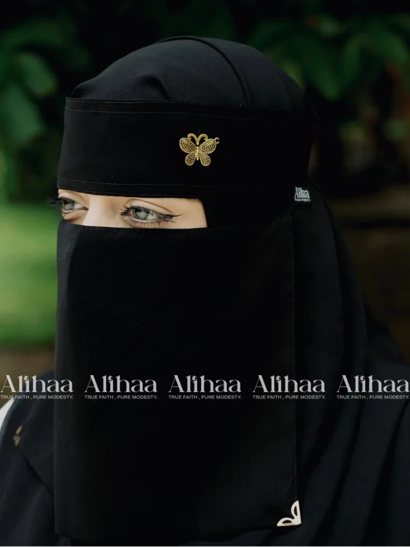 butterfly pendant niqab black