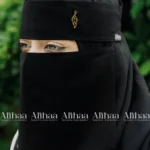 leaf pendant niqab black slim