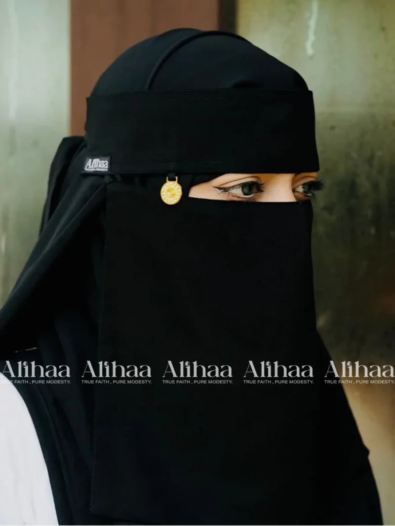 gold coin pendant niqab black