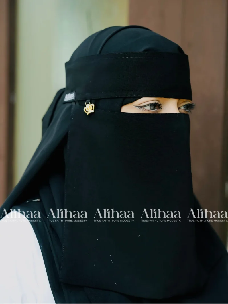 open crown pendant niqab black