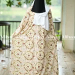 Cream Beige Floral Printed Abaya for Muslim Women