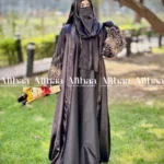 Midnight Black Abaya Set for Muslim Women