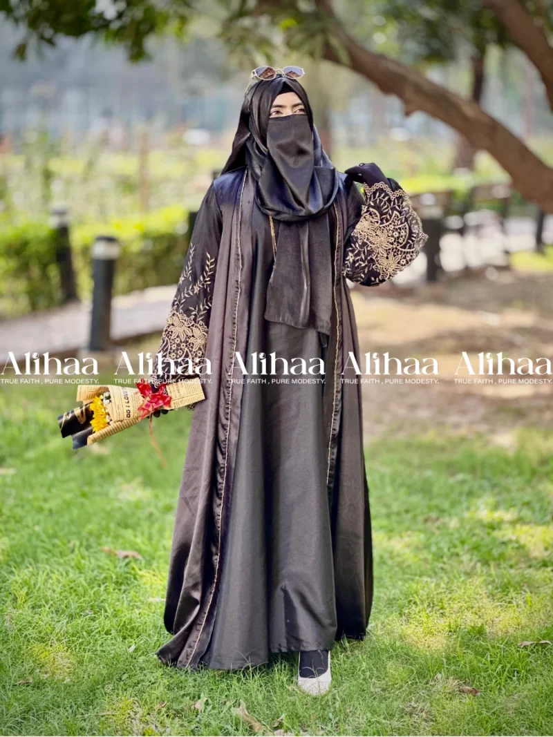 Midnight Black Abaya Set for Muslim Women