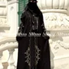 Royal Black Gold Floral Karchupi Abaya for Muslim Women