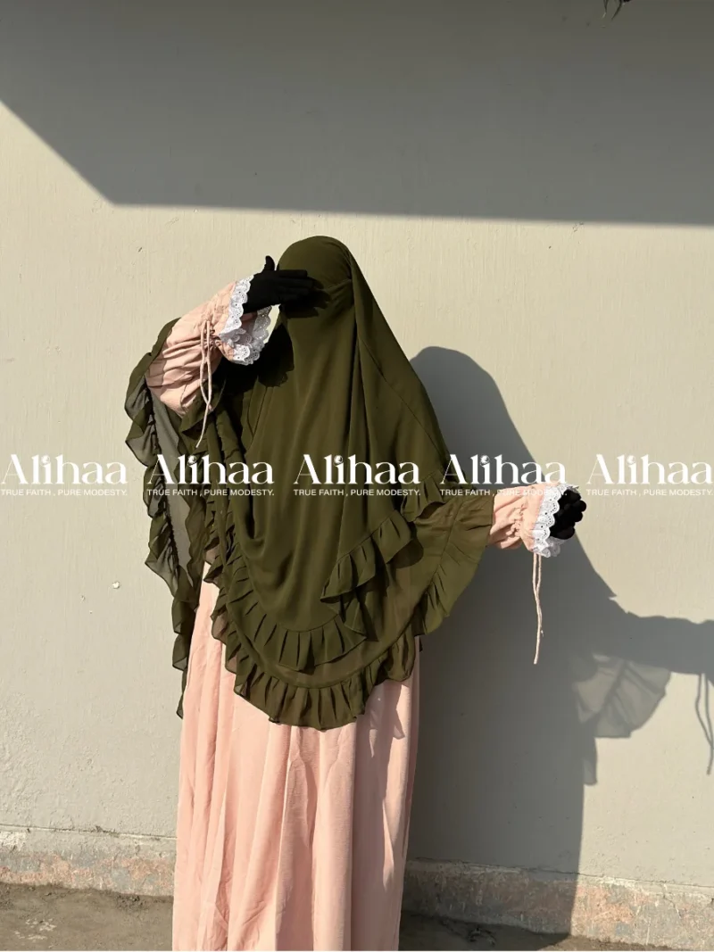 Olive Green Hoor Khimar for Muslim Women