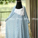 Sky Blue Floral Printed Abaya for Muslim Women